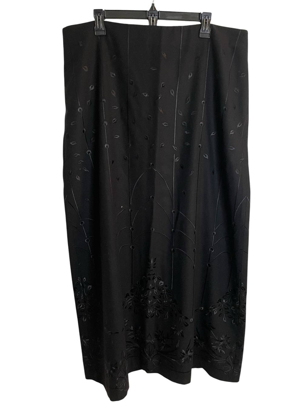 Talbots Black Embroidered Wool Blend Maxi Skirt Fully Lined Size 18